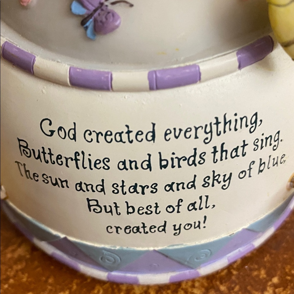 Musical Box God Created Everything Baptism 
Roman 7” Christian Nursery Decor - Picture 7 of 11